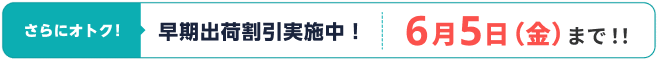さらにお得！早期出荷割引実施中！